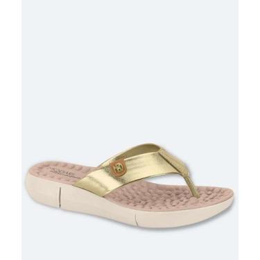 Imagem de Rasteirinha Feminina Conforto Metalizada Modare Dourad-18203, Dourado,