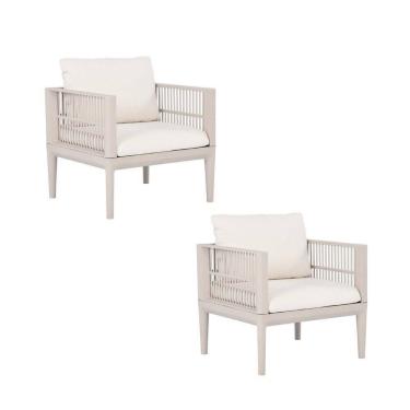 Imagem de Kit com 2 Sofás 1 Lugar em Polipropileno com Estofado Resistente À Água Maui Nude