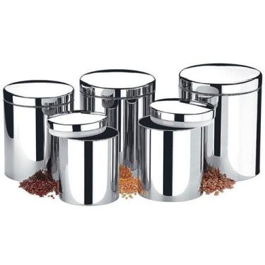 Imagem de Conjunto De Potes Porta Mantimentos Brinox 5 Peças Inox, 5 peças, Inox