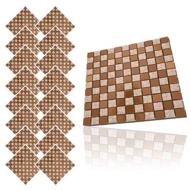 Imagem de Pastilha De Vidro Adesiva Kit 16 Uni Parede Banheiro Cozinha Sala Decorativa Fácil Aplicacao Moderna Reforma Requintado