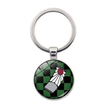 Imagem de Pingente de chaveiro Demon Slayer Tanjiro com padrão quadriculado