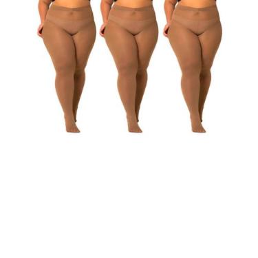 Imagem de Kit com 3 Meias Calças Fio 80 Opaca Trifil 6100 Plus Size, Bege, 3XG