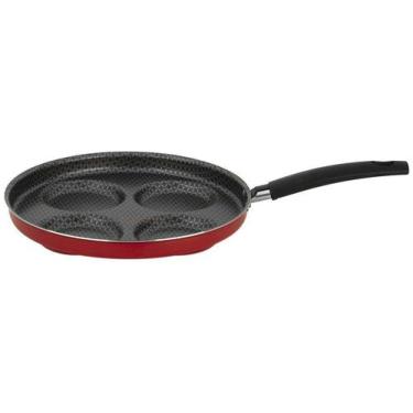 Imagem de Frigideira 4 Ovos Antiaderente Multiflon - de Alumínio Gourmet Vermelh