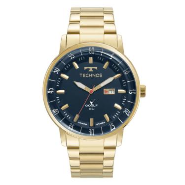 Imagem de Relógio TECHNOS masculino golf dourado azul 2115LAP/1A