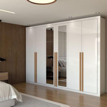 Imagem de Guarda-Roupa Casal Saint 6 Portas 6 Gavetas com Espelho Branco - Panorama Móveis