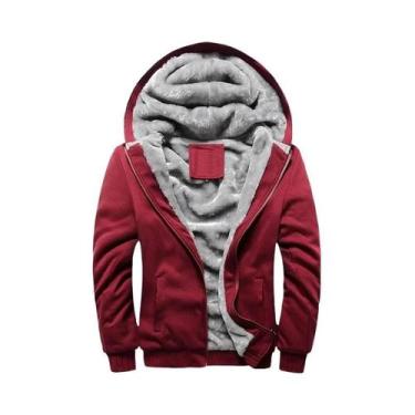 Imagem de Jaqueta Masculina De Inverno Com Capuz De Fleece Grosso E Quente, Zípe