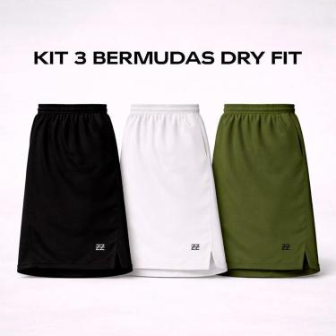 Imagem de Kit 3 Bermudas Masculinas Dry Esportivas Academia Treino Futebol Conforto Performance L...