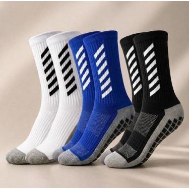 Imagem de Kit 1, 2 Ou 3 Pares Meias Antiderrapante Esportiva Unissex Academia Co