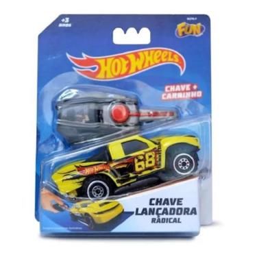 Imagem de Lançador Chave Radical Hot Wheels Carro Amarelo F00034 Fun - Mattel