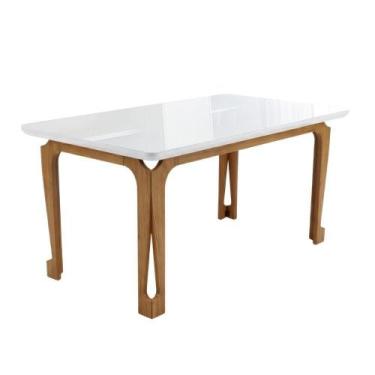 Imagem de Mesa de Jantar Nadine 6 Lugares Retangular Tampo em MDF com Vidro 160c