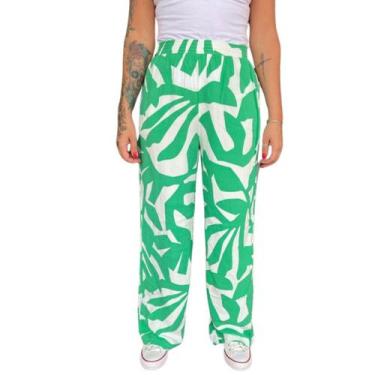 Imagem de Calça Feminina Malwee Viscose Estampada Cós Elástico Esporte, Verde, G