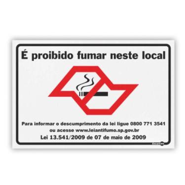Imagem de Placa - É Proibido Fumar Lei Estadual/SP nº 13541 20X30 - ENCARTALE