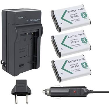 Imagem de 3 Baterias NP-BX1 + 1 carregador para Sony DSC-RX1, DSC-RX100M2, DSC-HX300, HDR-MV1, HDR-AS15, DSC-H400