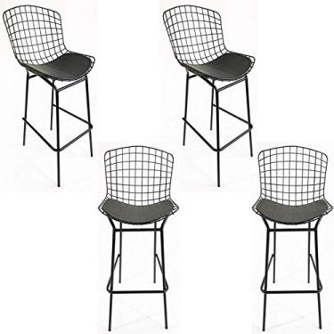 Imagem de Kit 4 Banquetas BERTÓIA preta tubular - Poltronas do Sul