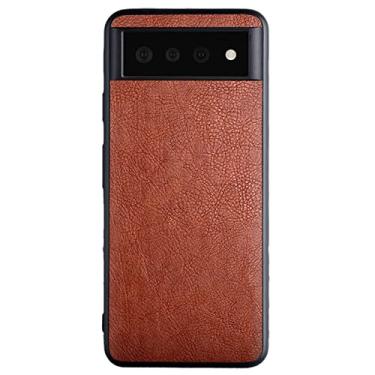 Imagem de Capa para Google Pixel 6/6 Pro, capa traseira protetora antiqueda de couro moderna e durável, capa fina à prova de choque, marrom, 15 de 16,3 cm