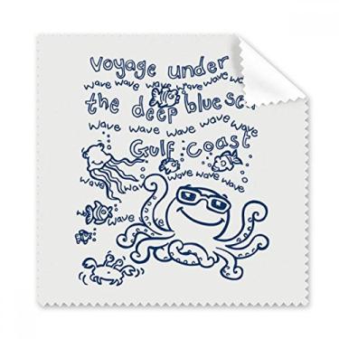 Imagem de Pano de limpeza azul polvo com estampa de vida marinha limpador de óculos, 5 peças