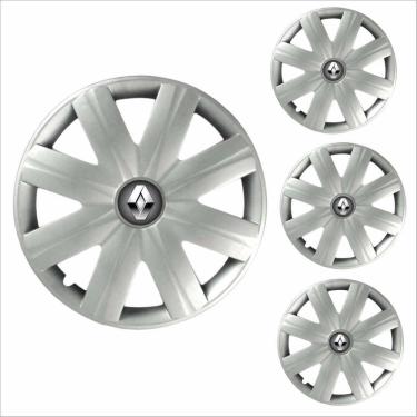 Imagem de Jogo Calota Aro 14 Clio Logan 2007 2008 Renault + Emblema Resinado