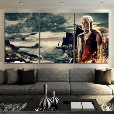 Imagem de Quadro Decorativo Game of Thrones 3 peças 120x60 cm em tecid