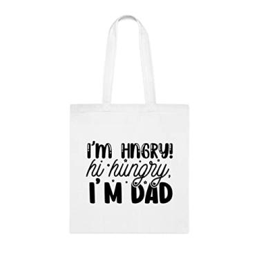 Imagem de I'm Hngry! Bolsa tote Hi Hungry I'm Dad presente para papai, bolsa de ombro papai, bolsas reutilizáveis para papai, presente para papai da filha favorita, filho e filhos, Branco