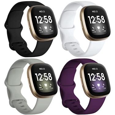 Imagem de Dirrelo Pulseira feminina compatível com Fitbit Versa 3/4 Sense 2, macia de substituição para relógio inteligente (pequena, preta/branca/cinza/modena)
