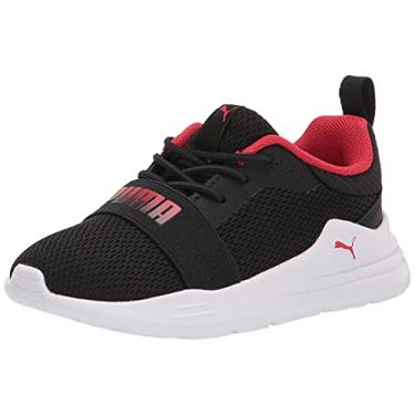 Imagem de PUMA Tênis infantil unissex sem cadarço, Preto/vermelho de alto risco, 7 Toddler