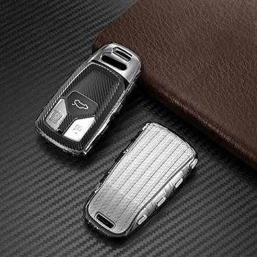 Imagem de CSHU TPU Car Key Case Cover Chaveiro Ring Key Bag, apto para Audi A4 B9 A5 A6L S4 S5 S7 8W Q7 4M Q5 TT TTS RS Coupe, branco