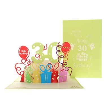 Imagem de iGifts and Cards Happy 30th Birthday With Lots of Presents Cartão de felicitações 3D Pop Up - Incrível, Bonito, Divertido, Único, Ocasião Especial, Half-Fold, Celebração, Marido, Esposa, Melhor Amigo, Parabéns