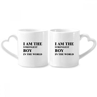 Imagem de Conjunto de canecas de porcelana I AmThe Strongest Boy Couple Ceramic Lover Cup Heart Handle