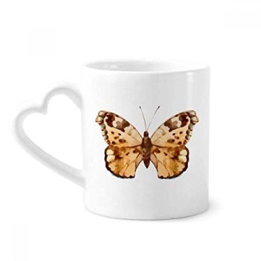 Imagem de Caneca borboleta com asas marrons café cerâmica copo de coração de vidro