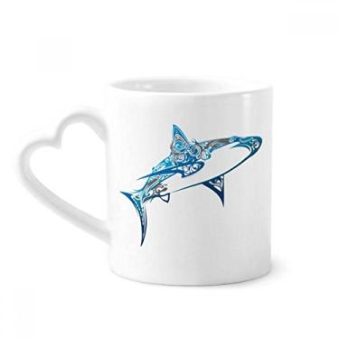 Imagem de Blue Ocean Shark Biology Caneca de café cerâmica copo de coração de vidro