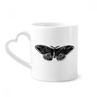 Imagem de Caneca de pipa de borboleta preta caneca de café cerâmica copo de coração de vidro
