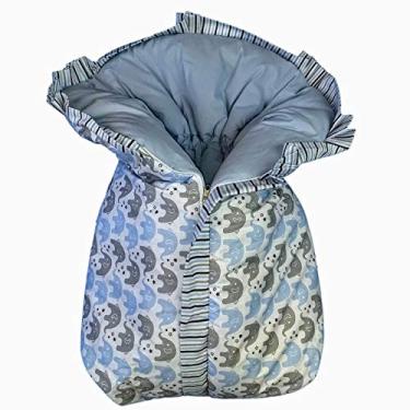 Imagem de Cobertor Saco Manta para Bebê Analu Kids 60x40x14cm - Estampa Elefante Azul Claro