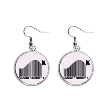 Imagem de Brinco canguru com pingente de prata com código de barras para mulheres