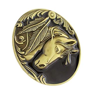 Imagem de Abbraccia Fivela de cinto retrô estilo caubói indiano com cabeça de cavalo rodeio para homens bronze