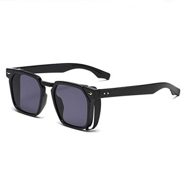 Imagem de Óculos de sol Steampunk vintage para homens Óculos escuros góticos Óculos de sol quadrados para mulheres Masculino UV400, C1 Preto Cinza, Tamanho único