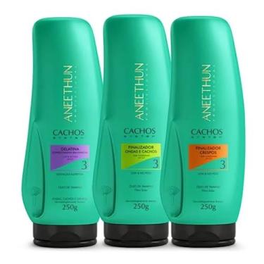 Imagem de KIT GELATINA LOW E NO POO + FINALIZADOR ONDAS E CACHOS + FINALIZADOR CRESPOS CACHOS SYSTEM - ANEETHUN