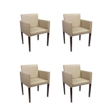 Imagem de Kit 4 Poltronas Nina Executiva Retrô Tecido Sintético Para Sala De Recepção Escritório Bege