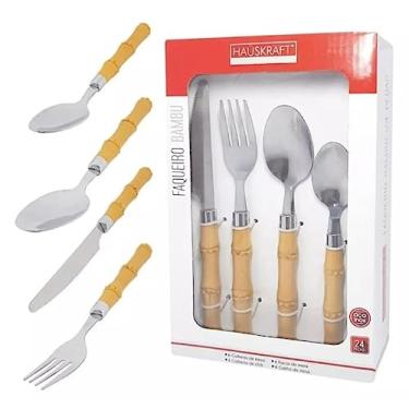Imagem de Jogo De Talheres E Faqueiro 24 Peças Estilo Bambu Haüskraft