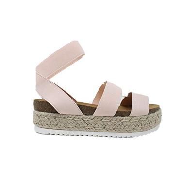 Imagem de Soda Spring Blush Elastic Casual Espadrilles Trim Flatform Sandal Wedge (6)