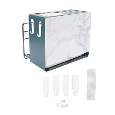 Imagem de Placa de Corte Pote Tampa Titular Inferior Dreno Buraco Partição Armazenamento Escorredor Extrator Bandeja água Faca Titular para Armazenamento Cozinha (Moldura verde para