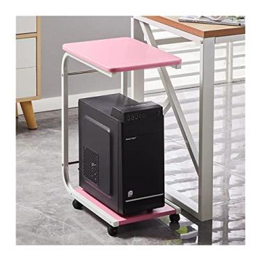 Imagem de GRFIT Suporte de CPU Suporte de torre de PC de 2 andares, suporte de CPU em forma de C com moldura de metal e rodas giratórias, suporte de chão para PC móvel para escritório em casa cabe na maioria dos suportes de torre de PC PC (Cor: L)