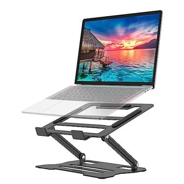 Imagem de Suporte universal para tablet e tablet, suporte de alumínio ajustável para laptop, suporte ergonômico dobrável e portátil de refrigeração compatível com dispositivos Dell, HP e de 10 a 15,6 polegadas (preto)
