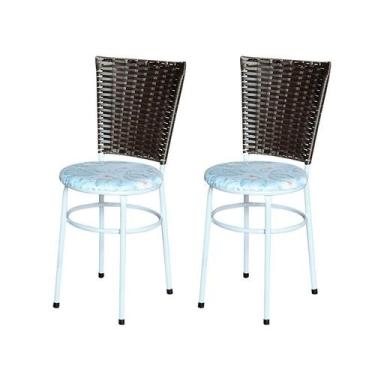 Imagem de Conjunto 2 Cadeiras Branca Para Cozinha Hawai Café Com Assento Persona