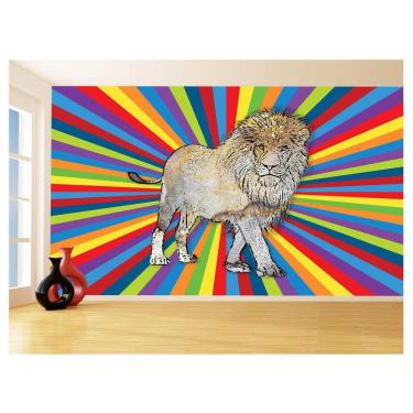 Imagem de Papel De Parede Animais Pop Art Leão Rei Selva 3,5M Pxa42