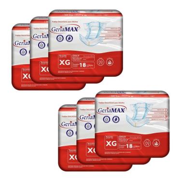Imagem de Kit com 6 Fraldas Geríatricas Geriamax XG com 18un cada