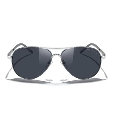 Imagem de MERRY'S Óculos de sol masculinos polarizados, armação inquebrável UV400 S8513, Gray Frame/Silver Bridge/Black Lens