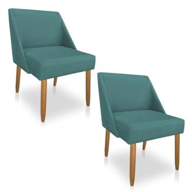 Imagem de Kit 02 Cadeiras Poltrona Juliana Suede Pés Palito Castanho - Pallazio