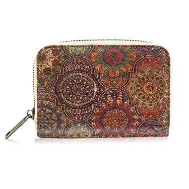 Imagem de boshiho Carteira de cortiça vegana, bolsa feminina, design fino com zíper e porta-cartões, bolsa de moedas, presente vegano ecológico, Multicolorido 01-1, 12*2*9CM, Carteira de cortiça