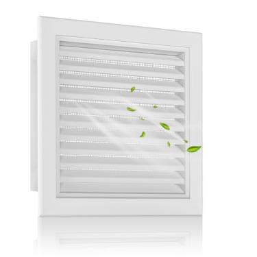 Imagem de Ventilação de alumínio de 30,48 cm x 30,48 cm, ventilações de galpão ultraduráveis com tela, design elegante, fluxo de ar melhorado e reduzir a temperatura ambiente, perfeita para casas, sótãos e paredes externas (branco)