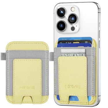 Imagem de HiWe Para carteira Magsafe, novo suporte de carteira magnética atualizado, carteira magnética de couro com ímã poderoso para iPhone 16/16 Pro/15/14/13/12, serve para 7 cartões, bloqueio RFID, amarelo